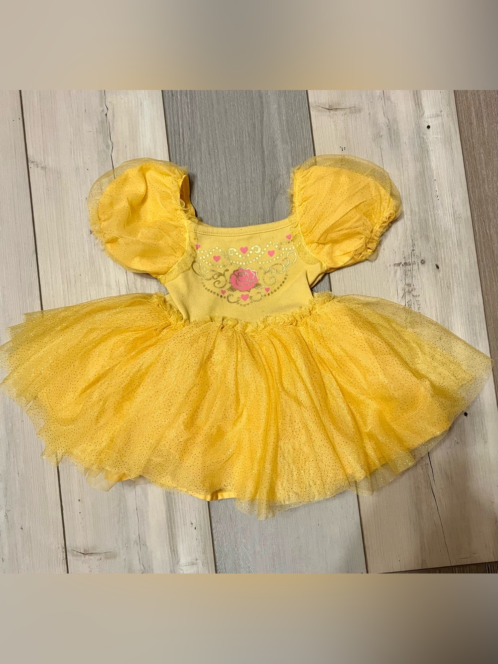 Official Disney Princess Belle Yellow Glitter Tutu Dress 12 Months